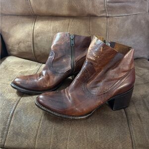 Freebird Brown Leather Ankle Boots with Zipper